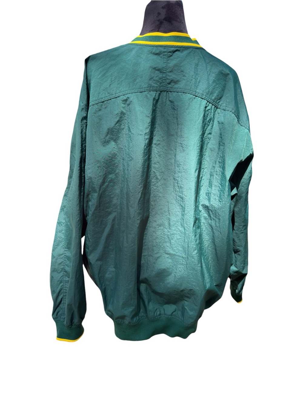Nike V-Neck Nylon Pullover Vintage Y2K Sportswear Center Swoosh Green Gold XL - Picture 11 of 15